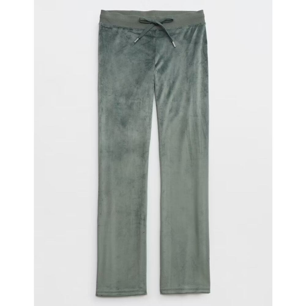 [Aerie] Green Royal Palm Dreamy Velour Low Rise Wide Leg Sweatpants Sz Medium M